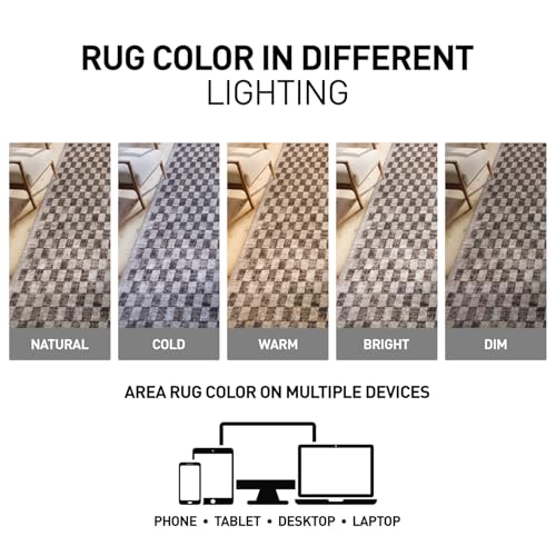Tapete decorativo beige con diseño geométrico 4' x 6' miniatura 5