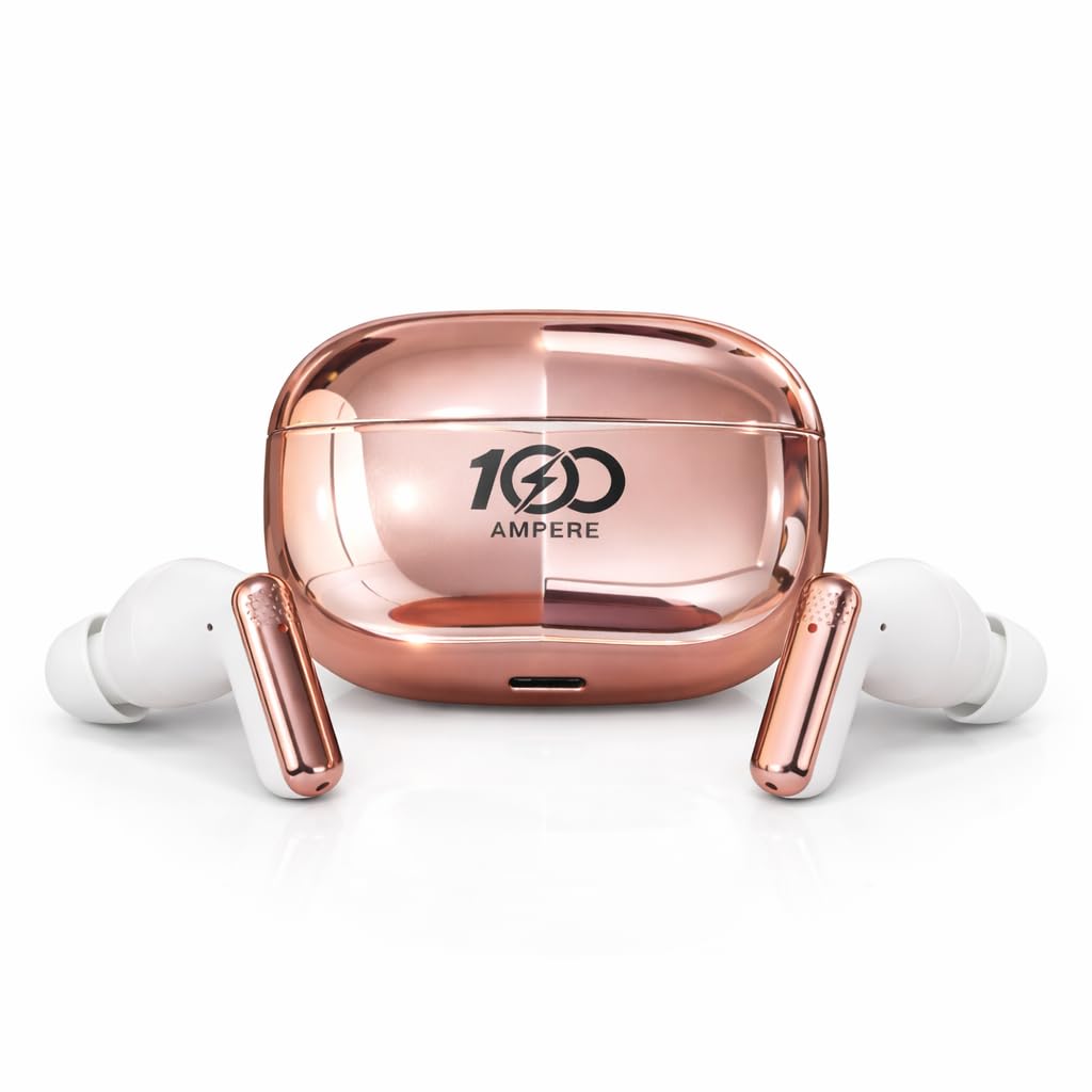 Ultra 100 True Wireless Stereo Earbuds | Hi-Res Audio | Metallic Finish | Type-C Fast Charging | 50H Standby | IPX5 | Bluetooth Earbuds with Charging Case (Premium Rose Gold)-image-31
