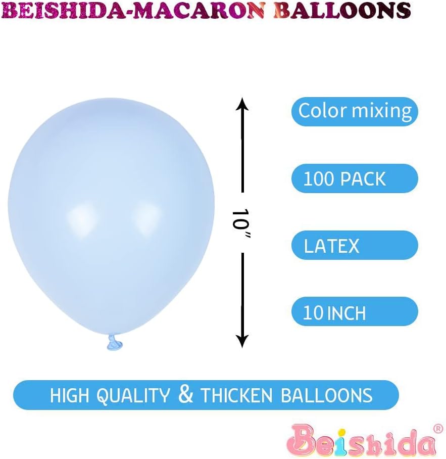 BEISHIDA 100 Pack 10 Inch Pastel Balloons Spring Rainbow Colors, Macaron Assorted Colors Thick Mixed Color Balloon, MultiColored Latex Balloons for Birthday Party Wedding Baby Shower Decorations