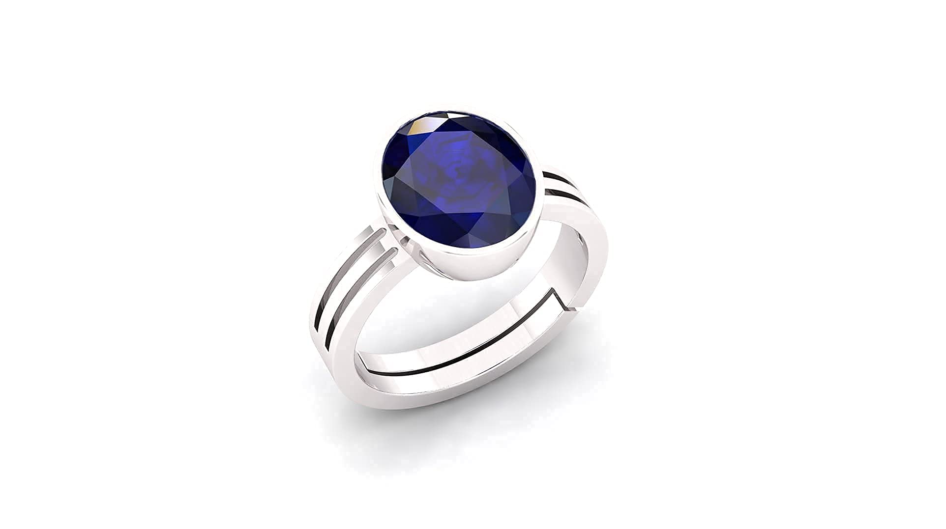 JAGDAMBA GEMS Anello con zaffiro blu naturale Neelam da 6,00 Ratti non riscaldato certificato di qualità A+ per donne e uomini, con zaffiro blu naturale Neelam, anello con zaffiro blu naturale, Anello