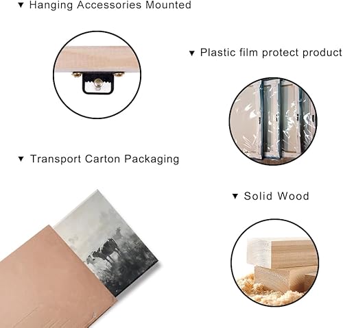 Miniatura 9 de LASMOND Arte de pared de vaca en blanco y negro para sala de estar, lienzo lavado de tinta, impresiones de ganado matutino, obra de arte vintage de