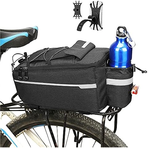 ZIMFANQI Bike Rear Rack Bag 10L Insulated Bike Trunk Cooler Bag Reflective Bicycle Rear Seat Cargo Bag Water Resistant Bike Panniers Bag Cycling Luggage Bag Shoulder Bag with Silicone Phone Holder Cover