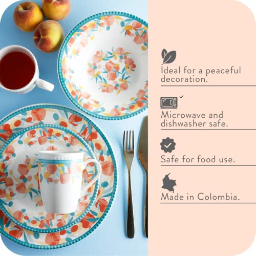 Corona Dinnerware Set 16-Pieces Earthenware | Nahla | Hand-Painted | Set De Vajilla 4 Puestos | 16 Piezas | Ceramica | Artisan Decor #TOP2