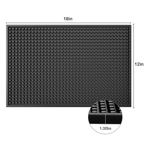 PEAKCLOUDS Bar Mat for Home Bar | Bar Drink Mat for Countertop and Table Top, Easy Clean(2 PCS 18x12 inch,Black)