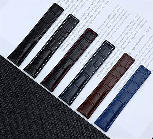 Watchband en cuir authentique 20 mm sangle boucle pliante