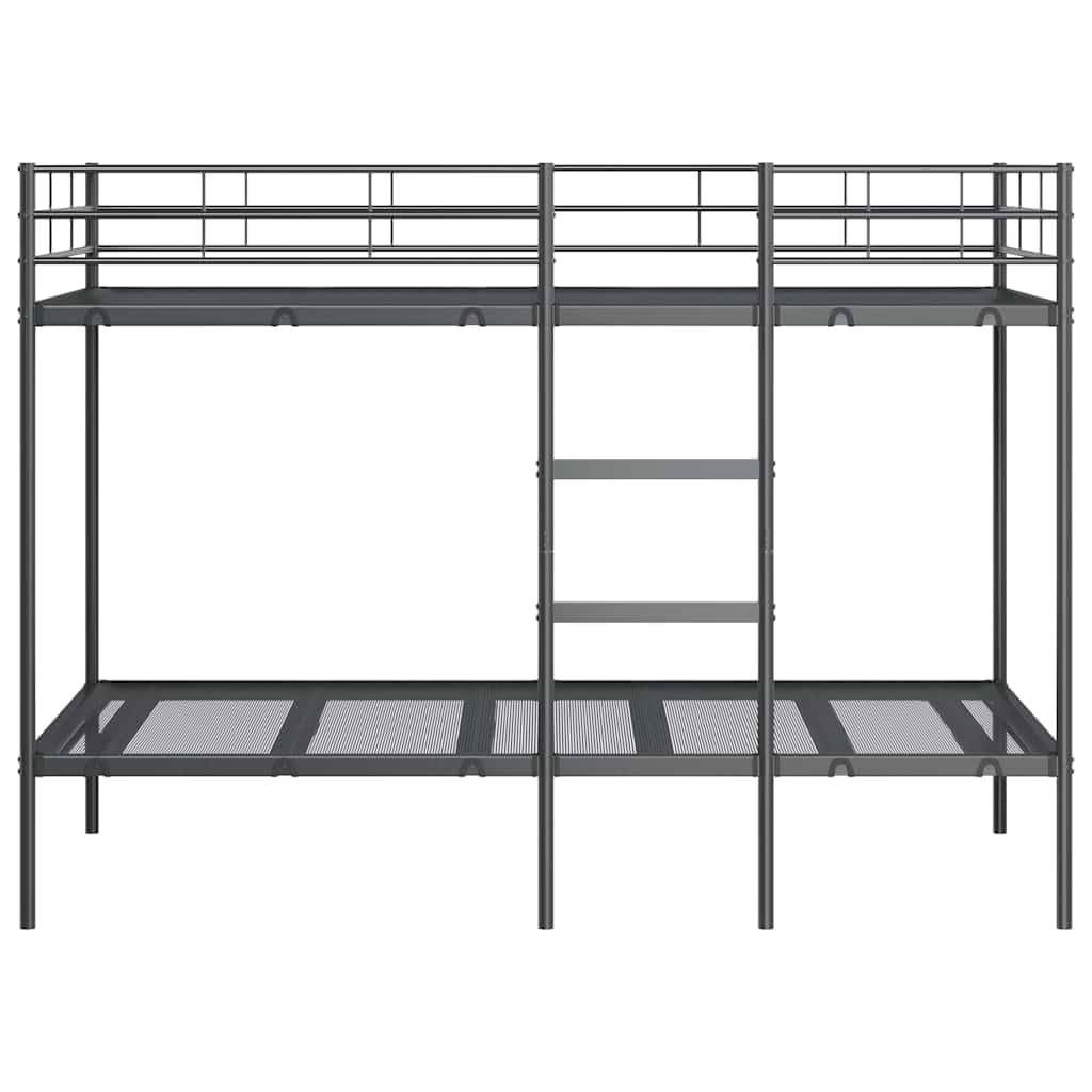 Literas Juveniles 90 x 190 con Escalera Litera Metálica 90 x 190 Litera Doble Estructura de Metal Ahorra espacio-Negro-90 x 190 cm