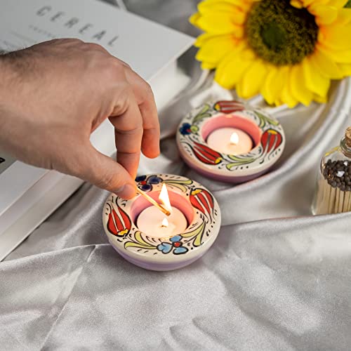 Tealight Candle Holder Set Of 2 For Centerpiece Table Decorations - Ceramic Candle Holders With Candles And Small Candle Stands - Home Decor - Wedding Decor - Handmade Gifts #TOP2