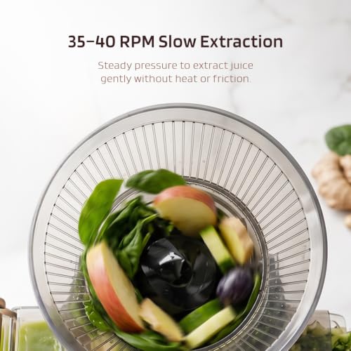 Image of Nester Cold Press Juicer - 35-40 RPM Slow Extraction, Metal-Free TruePress Technology, Maximum Juice Yield, Easy Clean, 2-Module Design for Fruits & Vegetables