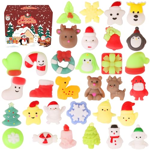 32pcs Christmas Random Mochi Squishy Toys,Slow Rising Soft Squishies Toy,Stress Relief Toys,Party...