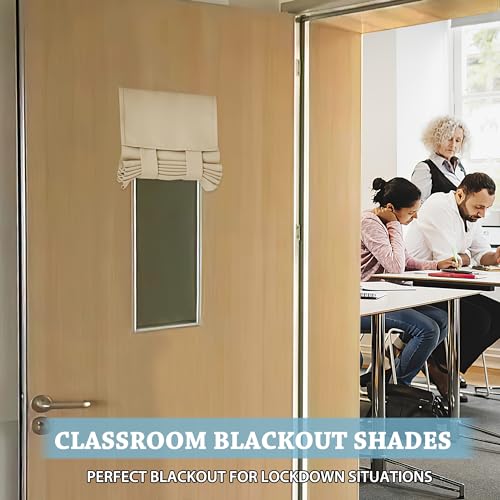 RYB HOME Classroom Door Window Cover, Blackout Shades for Classroom Windows and Doors Cover Lockdown Shades, Room Darkening Design Blocks Views, W 8 x L 36, 1 Panel, Biscotti Beige