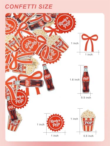 40Pc She's Ready to Pop Table Confetti,Soda Theme Decoration, Baby Shower Tablescape Decor Red Glitter Baby Party Supplies image 4