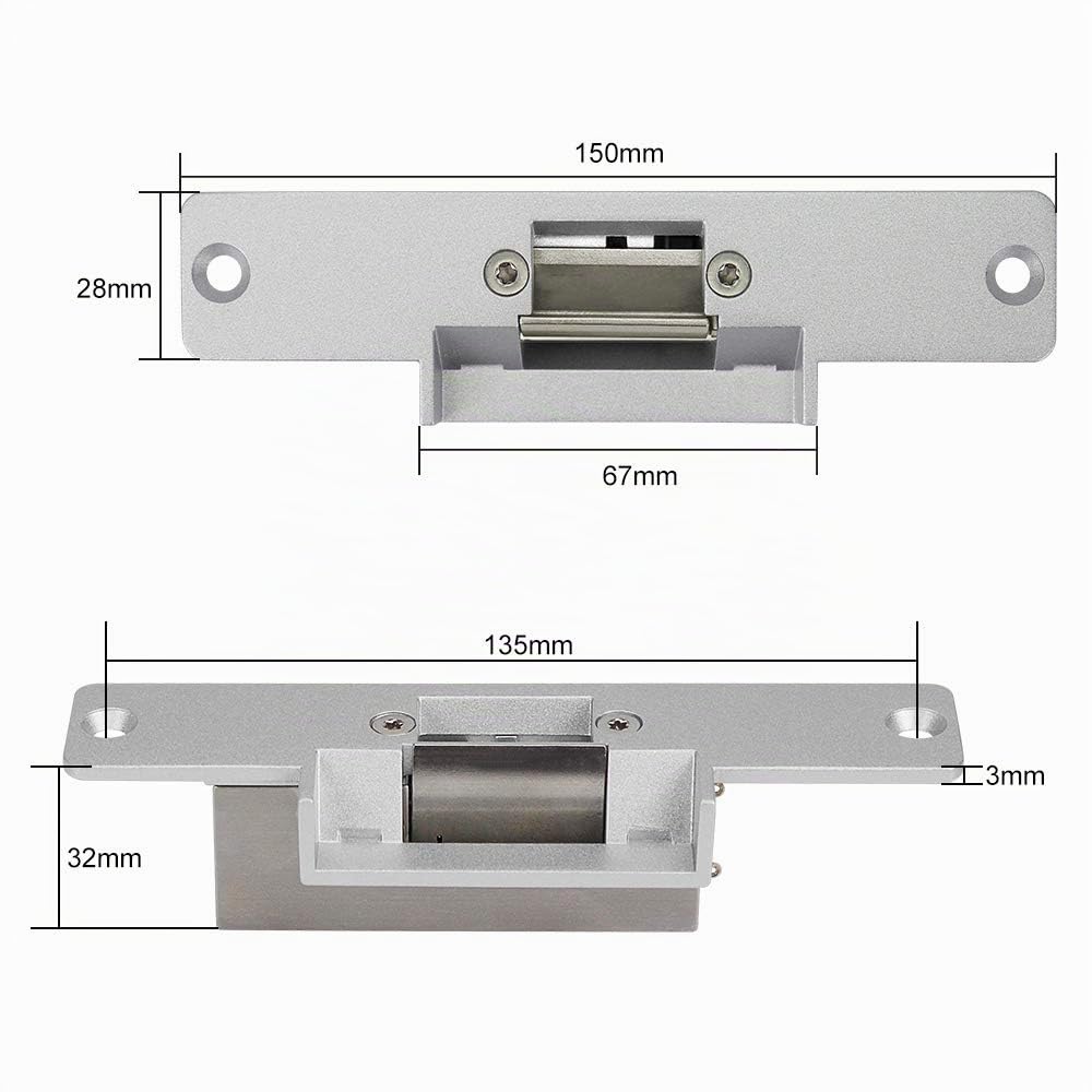 Sistema Control Acceso Door Kit Set NC Eléctrico Strikc Lock + Teclado Control Acceso RFID + Controlador Fuente Alimentación DC12V 3A + 10pcs Tarjetas de llaveros RFID
