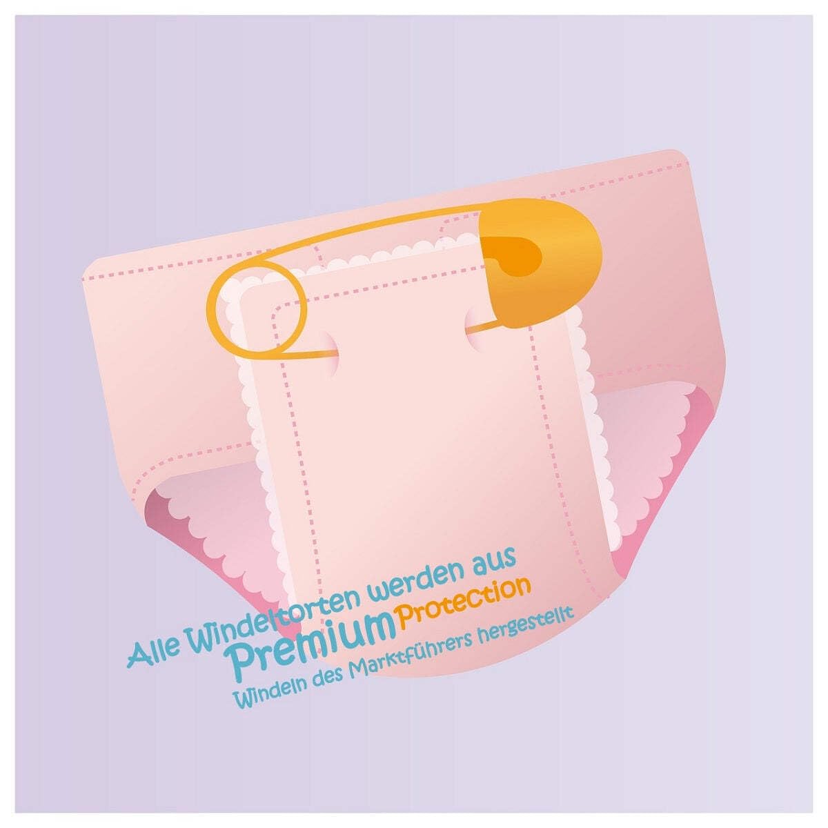 XXL Windeltorte für Mädchen mit Babybooties rosa / 59-teilig / 3-stöckig