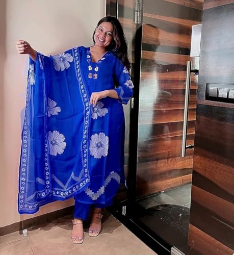 Image of Jatsy Women Pure Cotton Kurta Pant Dupatta Set | Salwar Suit Set For Girls And Women's
