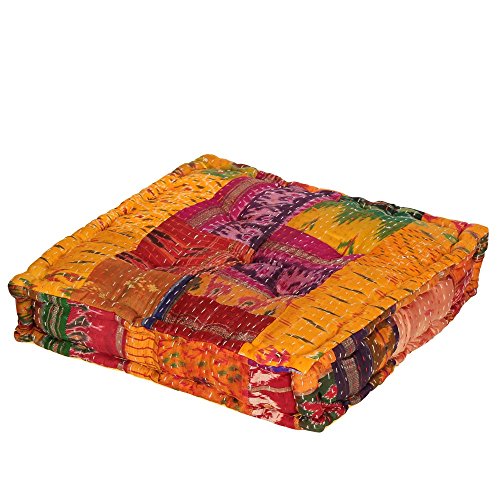 albena shop 72-116 Kamila Coussin de Sol Inde Patchwork 45 x 45 x 10 cm Jaune