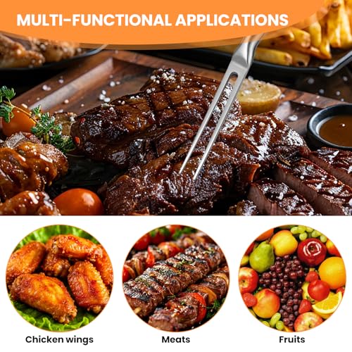 GZqiancang 2 Set Fleischgabel,Edelstahl Grillgabel,Spülmaschinenfestes Edelstahl Grillzange für Grill KüChe Truthahn Braten Abendessen (Silber)