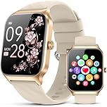 Kriutefy Smart Watch for Women Men - Answer/Make Call, Fitness Tracker Smartwatch for Android iPhone Compatible, Sleep Female Cycle, 120+ Sports Modes Step Counter (Champagne Gold, 2 Straps)