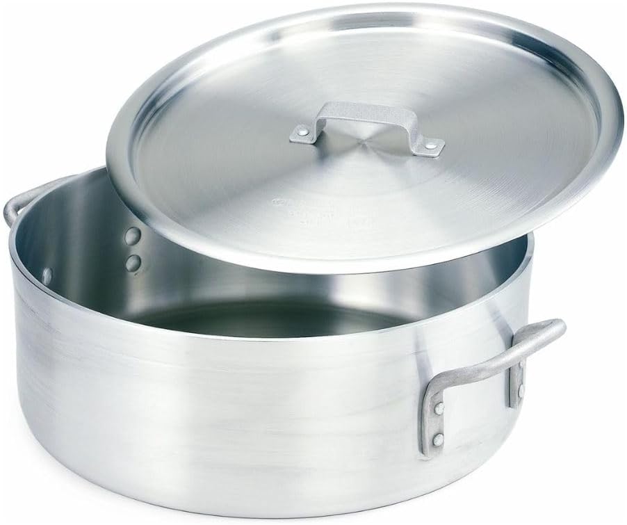 Soro Essentials- 25 Qt. Heavy Duty Brazier Pan with Cover- Round Braiser Pan Flat Cooking Surface Even Heating Cookware Perfect for Frying Stir-frying Stewing Cooking