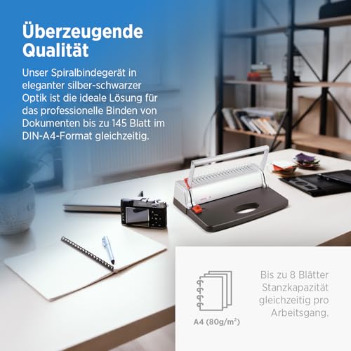 Genie CB 800 Stanz- & Spiralbindegerät | Bindemaschine bis DIN A4 | inkl. 20-teiligem Zubehör-Set | Ringbindung & Spiralbindung Set | Plastikbinderücken | Stanzmaschine | 21-Ring-Lochung | 145 Blatt