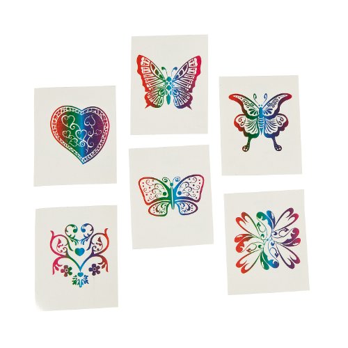 Fun Express 72 Rainbow Glitter Temporary Tattoos/Party Favors Novelty