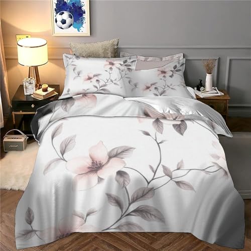 Housse de couette fleurs 3D microfibre parure de lit 135x200cm