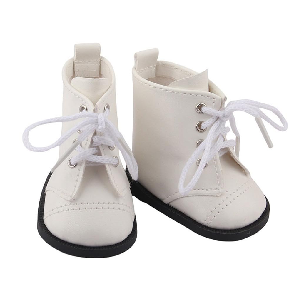 Uterui 18in Doll Lace-up Boots 46cm American Doll Casual Shoes Costume Accessory (White) — image 1