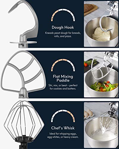 Stand-Mixer-81-Speed-Tilt-Head-600W-Kitchen-Electric-Mixer-with-5QT-Stainless-Steel-BowlPlanetary-Mixing-System-Dough-Hook-Flat-Beater-Whisk-Splash-Guard-Dishwasher-SafeGrey