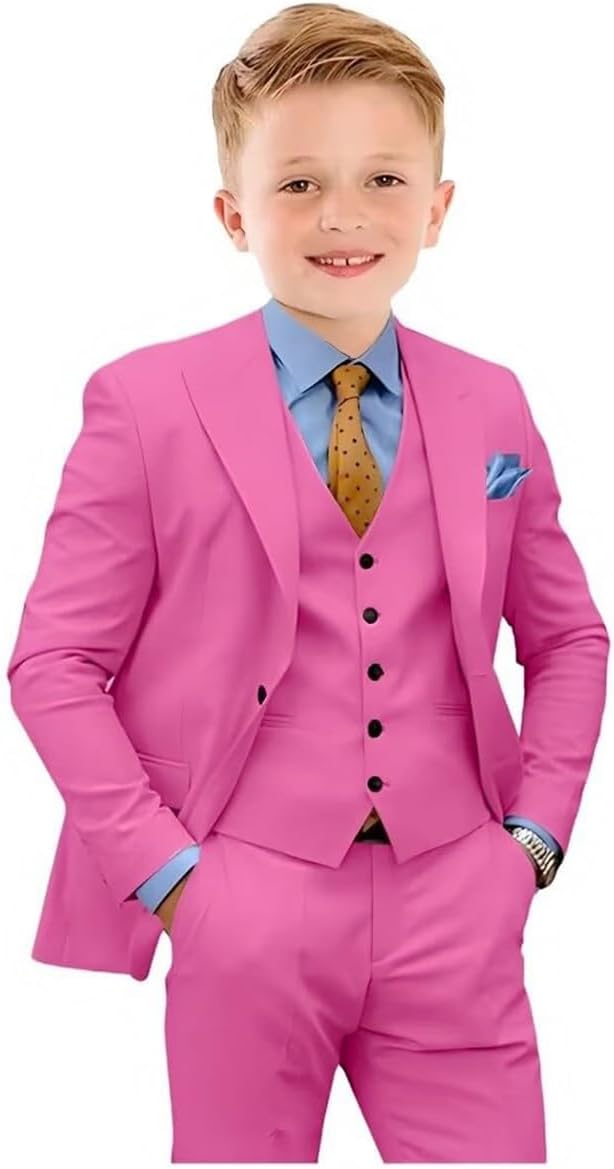 3 Pieces Peak Lapel Blazer Shorts Set Slim Fit Tuxedo Suit Set Outfit from Baby to Teen Summer Beach Wedding