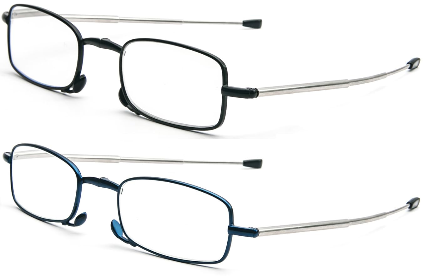 Faltbare Lesebrille mit Schlüsselanhänger, 3 Stück, kompakte Tasche, für Damen und Herren, Blockiert Blaulicht, Federscharnier, tragbarer Taschenleser