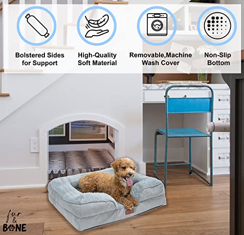 Fur-Bone-Memory-Foam-Dog-Bed-Orthopedic-Dog-Bed-Couch-with-Removable-Zipper-Cover-Non-skid-Bottom-Dog-Sofa-Waterproof-Mattress-Protector-Puppy-Bed-Dog-Accessories-Dog-Beds-Sofa-Bed-Small