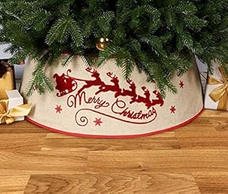 Santen Jupe de sapin de Noël en rotin - Protection pour panier de sapin de Noël - Pour arbres de 1,8 m et plus (Gris, 57 cm de diamètre)