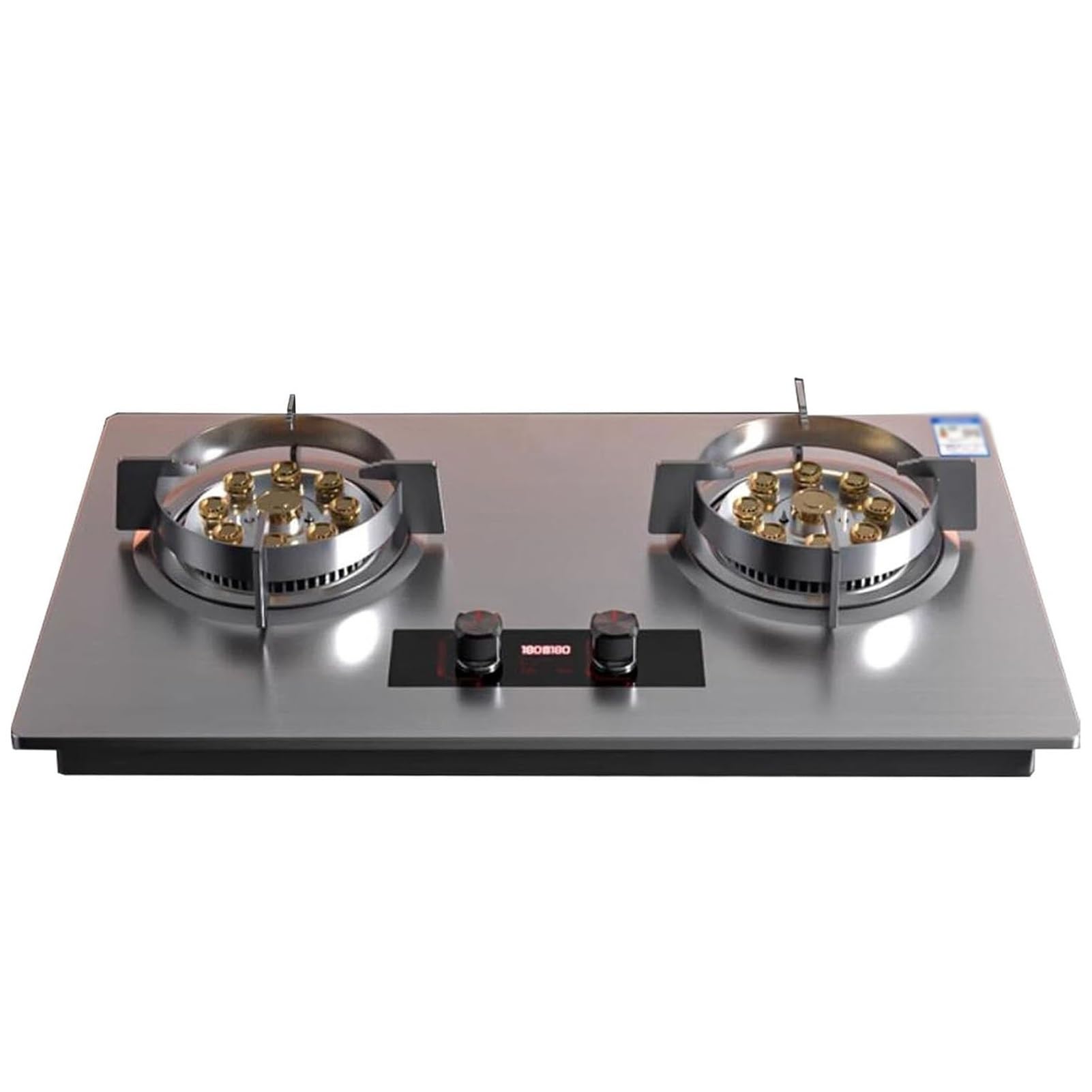 THEGA Fornello A Gas 8,5 KW, Cucina A Gas 2 Fuochi - Cucina A Gas con Temporizzazione Indipendente Intelligente Bilaterale, Cucina A Gas con Doppia Protezione di Sicurezza(NG)
