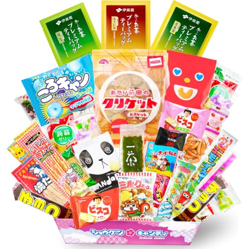 SHOGUN CANDY, Japanese Snacks & Japanese Candy Variety Pack 33 Pcs with Premium Japanese Tea