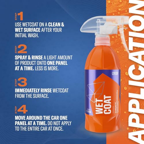 Image of GYEON Wet Coat 1000ml - Hydrophobic Ceramic Spray Coating for Cars - High Gloss Solutions for Your Car Paint Wheels and Glass - Spray On Rinse Off Easy DIY Use Formula