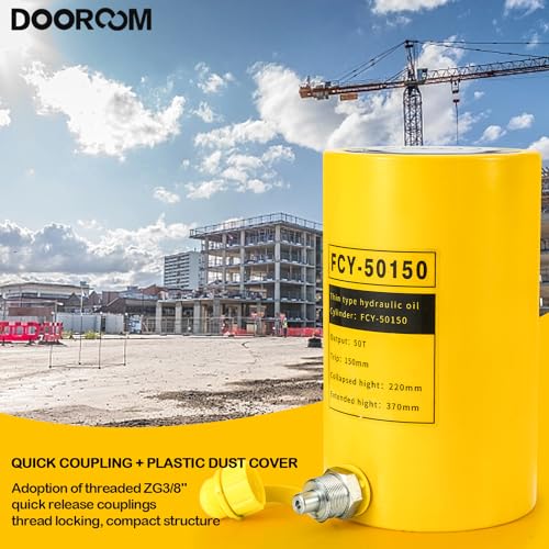 Image of 50T 6Inch Stroke Porta Power Single Acting Lifting Cylinder for Shipbuilding, Machinery and Industry,Automatically Retract Split Hydraulic Cylinders Tools, Yellow