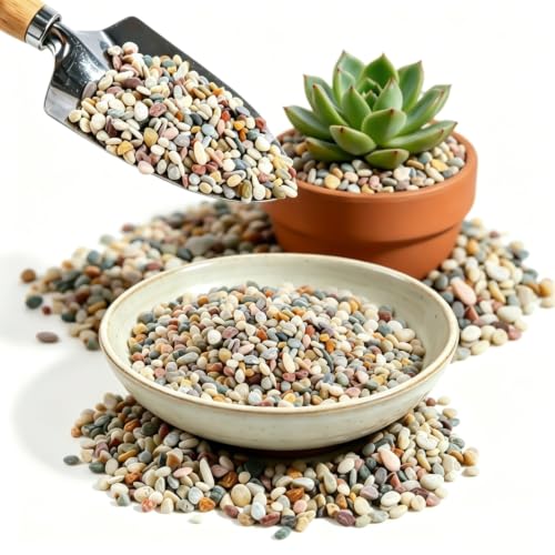 Image of 2.4lb Succulent and Cactus Gravel Pebbles, 1 /5 Inch Mixed Color Natural Rocks for Fish Tank, Indoor Plants, Aquarium, Vases, Landscaping