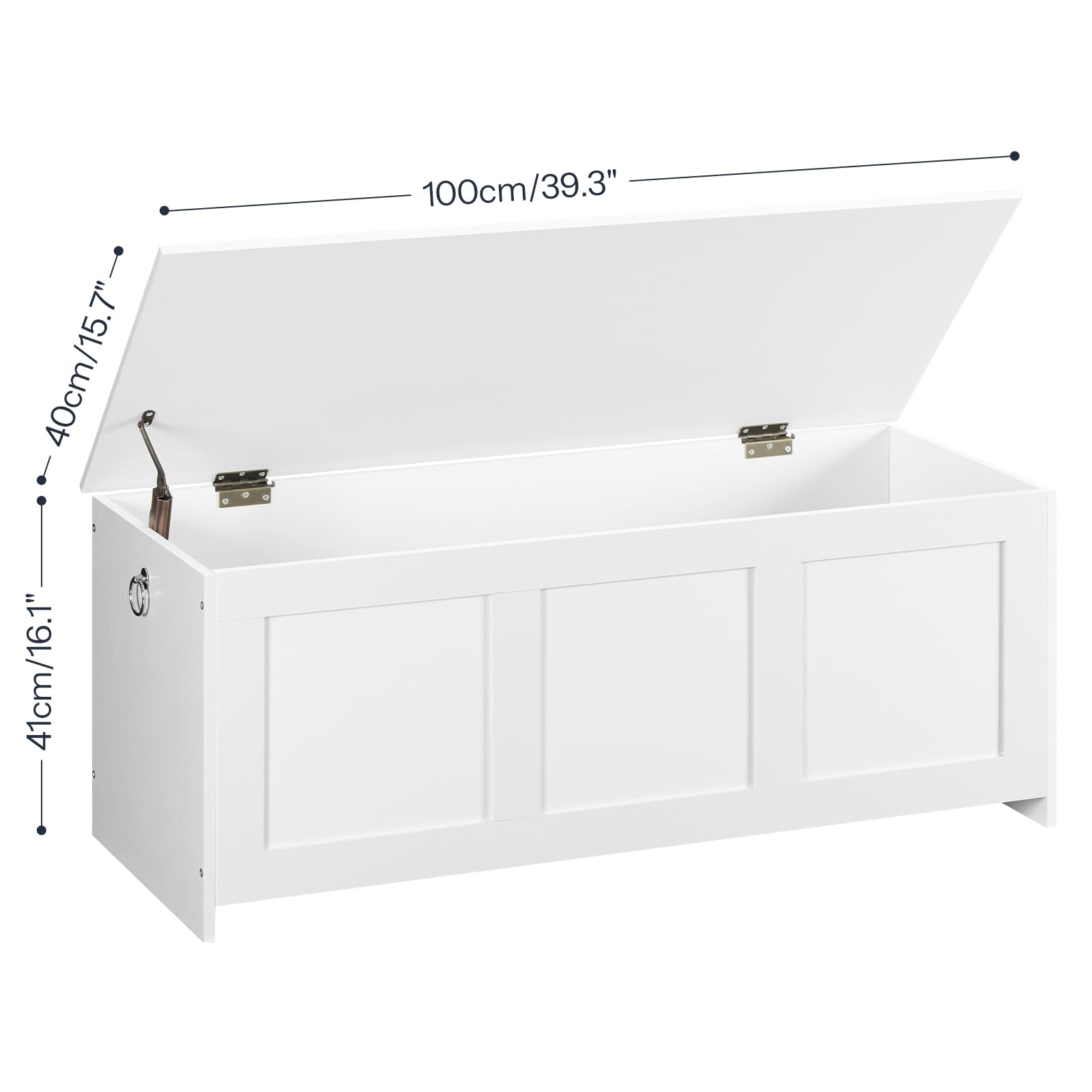 HOOBRO Cassapanca Portaoggetti da 100 cm con Cerniere di Sicurezza, Scatola Contenitore con Coperchio Ribaltabile, per Ingresso, Camera da Letto, Soggiorno, Bianco EWT141CW01