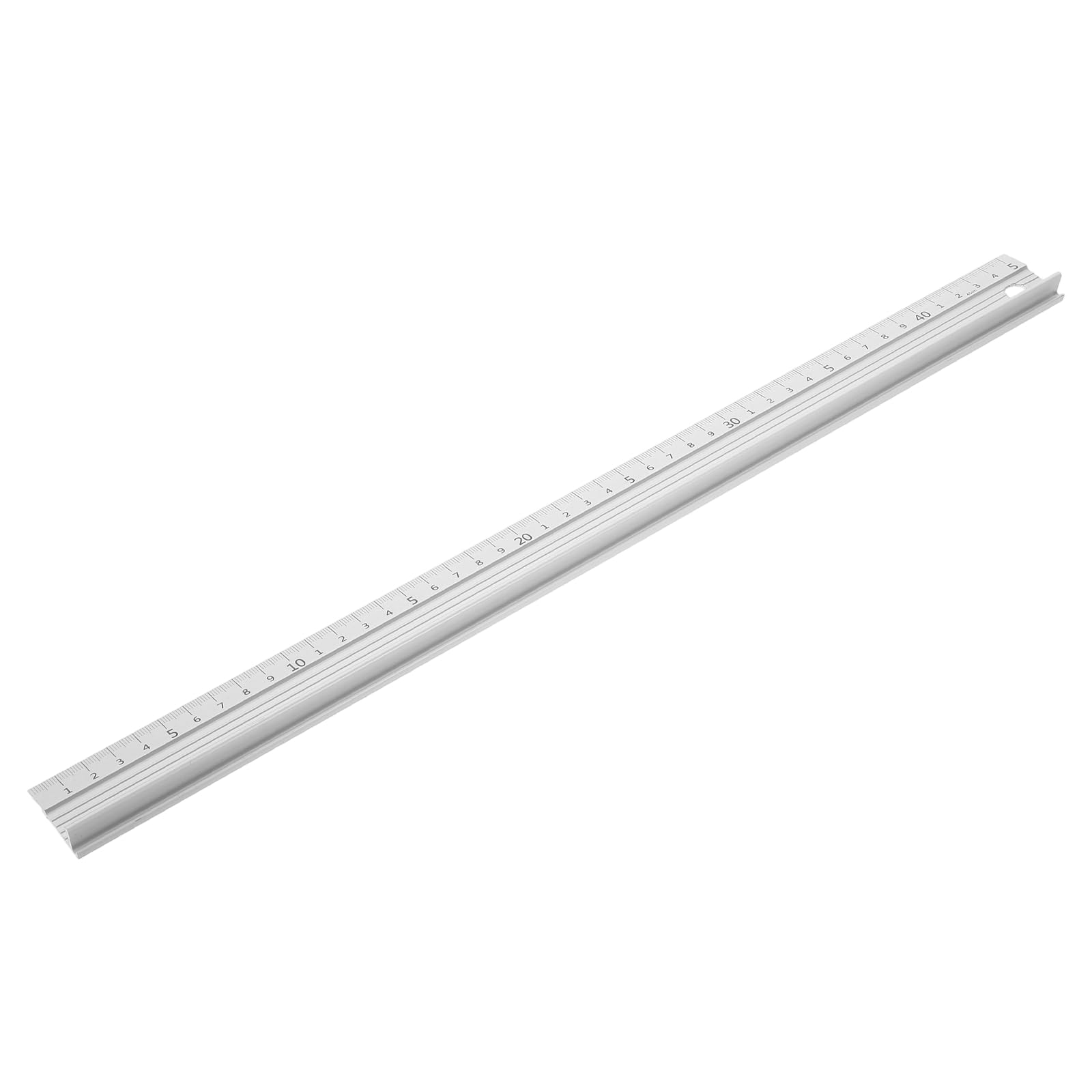 PATIKIL 45cm/18 Aluminum Cutting Rule Ruler, L-Type Cutting Ruler with Non Slip Rubber Backing Measuring Tool Accessory for Safe Use Cut Length Measurement, White