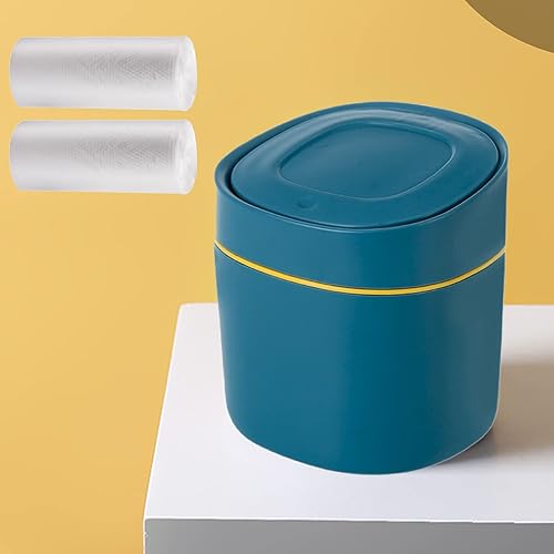 Mini bote de basura de plástico con tapa, papelera de basura desplegable de 2 L para tocador de baño, escritorio, mesa o mesa de café, desecha
