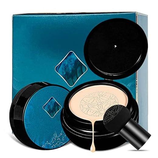Erinde Air Cushion CC Cream Foundation, Mushroom Head CC Cream Foundation Full Coverage, Moisturizing Concealer BB Cream Makeup, Dewy Finish, Long Lasting, Oil Control, Breathable Feel （#Natural