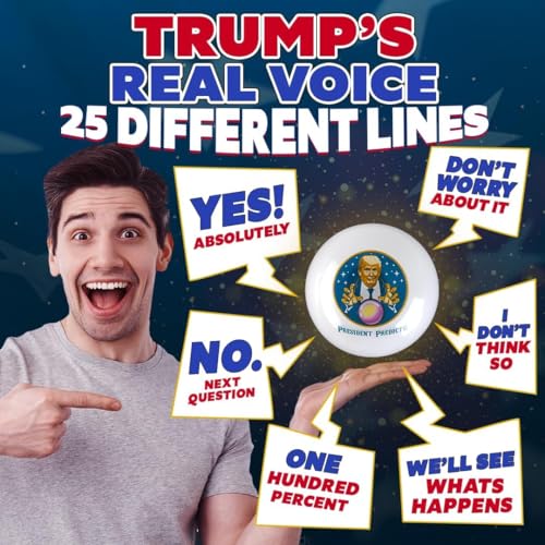 Trump Talking Fortune Telling Ball – Lights Up &amp; Speaks 25 Answers in His Real Voice – Motion Activated Crystal Ball with Color Changing LED – Funny Donald Trump Gifts for Men Women – Gag Gift Toy