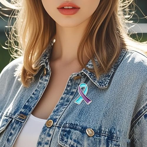Image of 6Pcs Awareness Enamel Ribbon Lapel Pins Ribbon Brooch Pin for Charity Events Survivor Campaign Party Favors Supplies