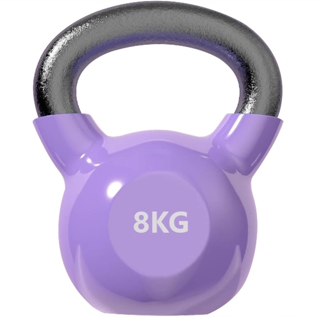 Kettlebell-Gewichte Fitnesstraining Für Anfänger Kugelhantel, Heimhantel Aus Massivem Gusseisen, Bauch-/Armmuskulatur, Sportgeräte(Purple-8kg)