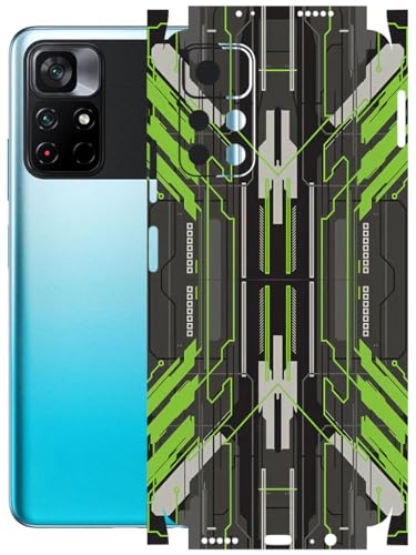 Image of AtOdds - Full Body Back Screen Guard Protector Film - Lamination Wrap Skin Sticker Compatible with Poco M4 PRO (5G) | Scratchproof Matte Finish (Cyber Green)