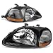Black Housing Amber Corner Headlight Headlamp - Pair - for Honda Civic 96 97 98