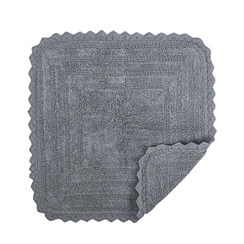 image for DII Ultra Soft Spa Cotton Crochet Square Bath Mat or Rug Place in Fron