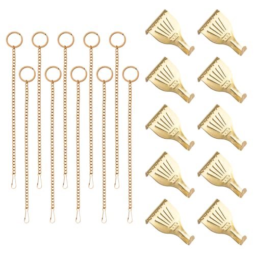 Image of Picture Hanging Kit 10Pcs Picture Rail Hooks with 10Pcs Chains, Metal Rail Hanging Hooks Picture Display Hanging System for Wall Picture, Exhibition(Gold)