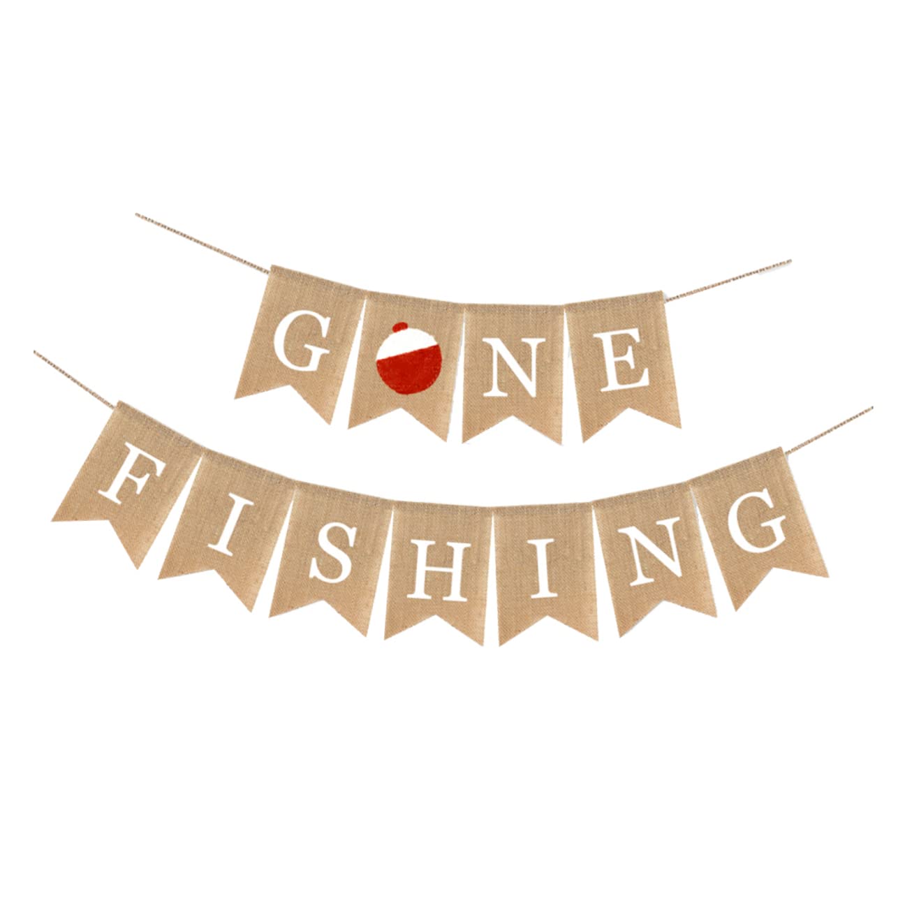 Burlap Fabric Wall Decor Baby Sign Fishing Milestone Banner Gone Fishing Banner Wall Macrame Party Decoration Favor Garlands for Decor Burlap Banner Swallowtail Props