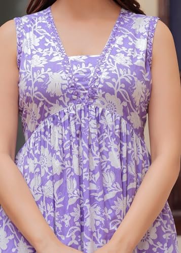 Image of Floral Print Rayon Midi Dress, Sleeveless, Lime Green and White, A-Line Empire Waist