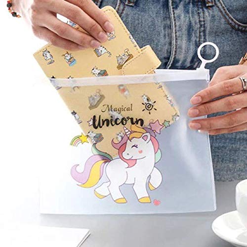 Image of Crackles Cute Unicorn Transparent Multi Reusable Pouches Pencil Pouch /Case for Kids | Assorted Design -Multi Color, Pack of 6 for Birthday Return Gifts
